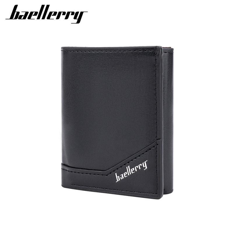Baellerry Деловые кошельки тройного сложения Мужская мода Портмоне RFID-защита Держатель для карт Искусственная кожа Сумки для денег 9*10*3.5cm чёрный