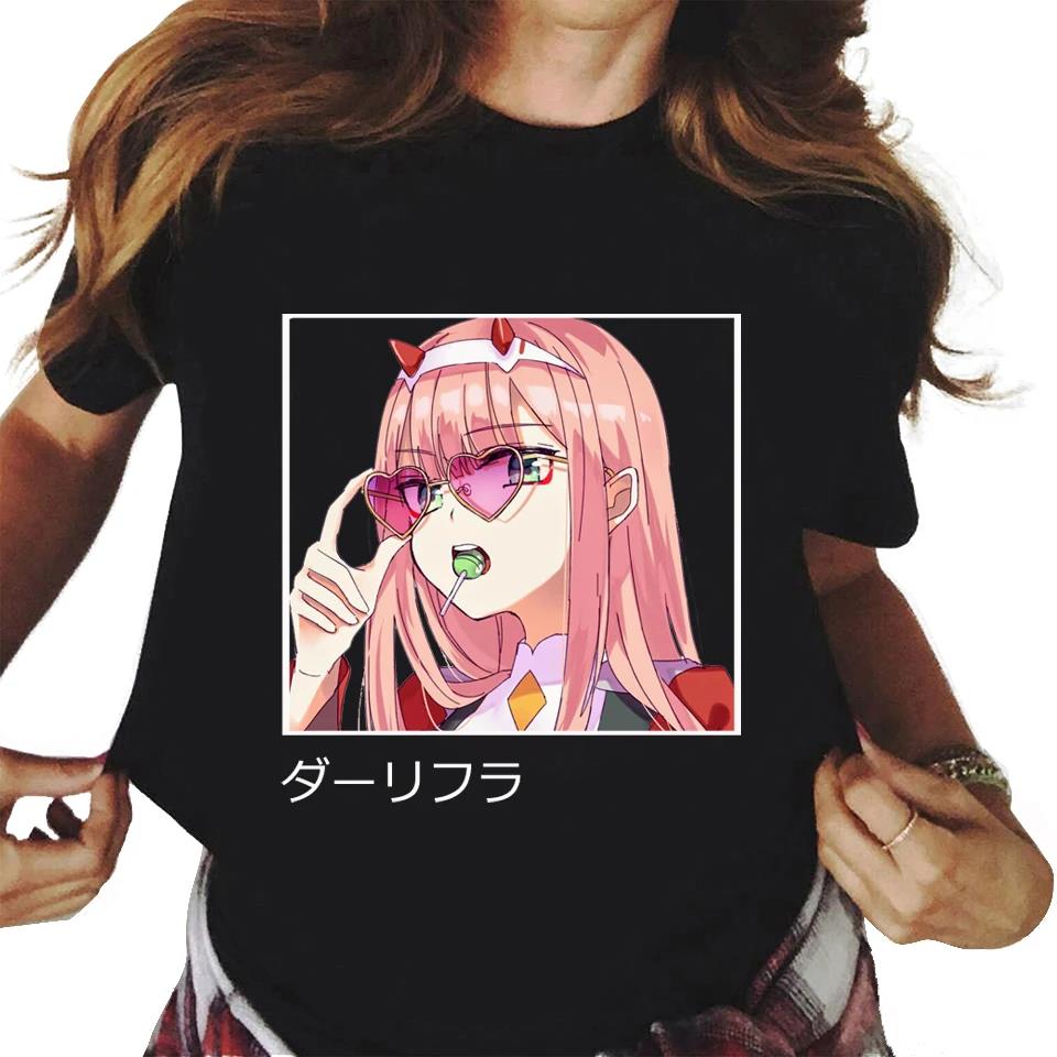 Футболка с принтом «Darling In The Franxx Zero Two», мужская и женская модная повседневная уличная одежда с коротким рукавом, футболка унисекс больших размеров S