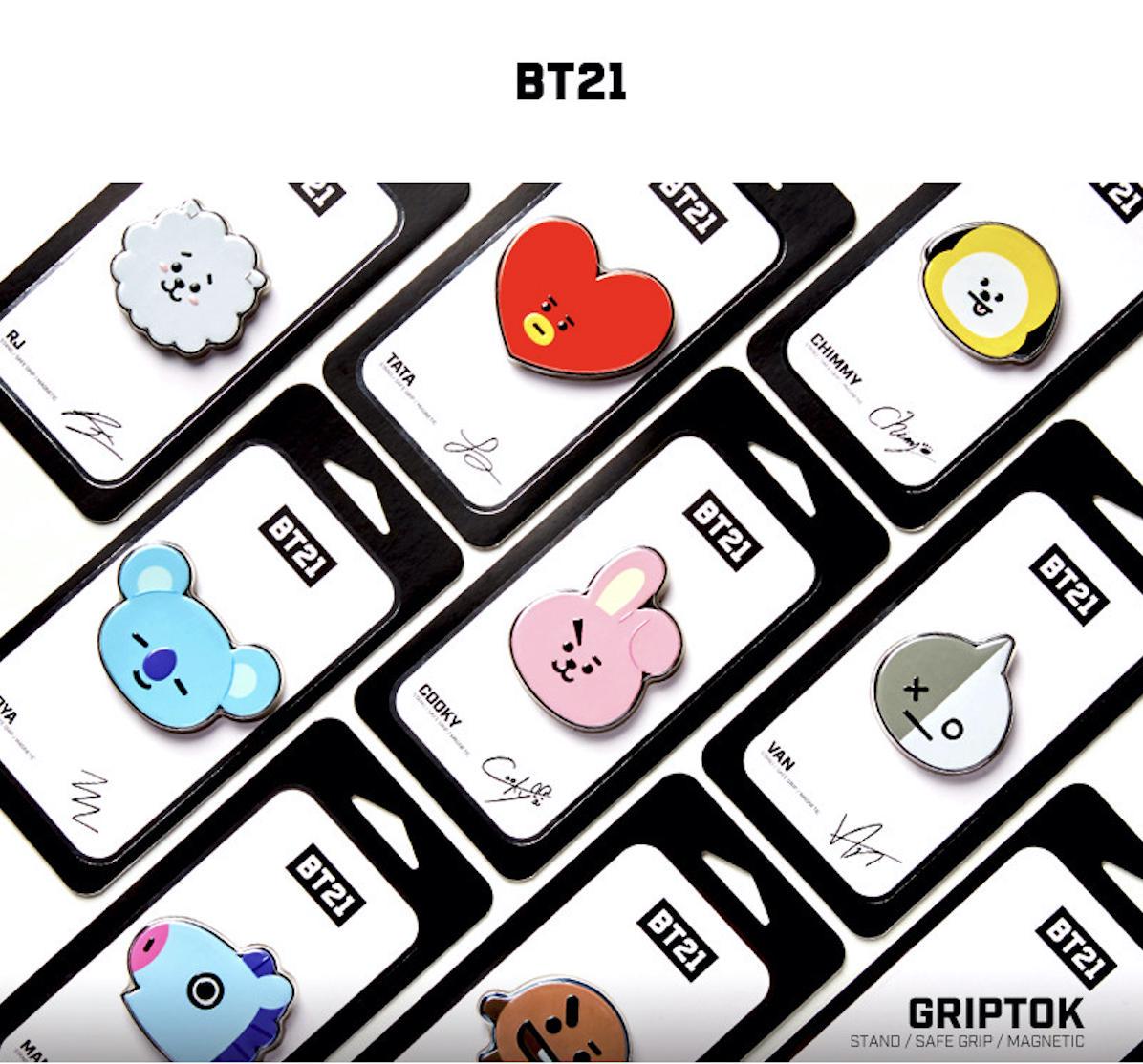 PopSockets Держатель для мобильного телефона BT21 Griptok (подставка / безопасная ручка / магнитный / автомобильные принадлежности) 1.COOKY