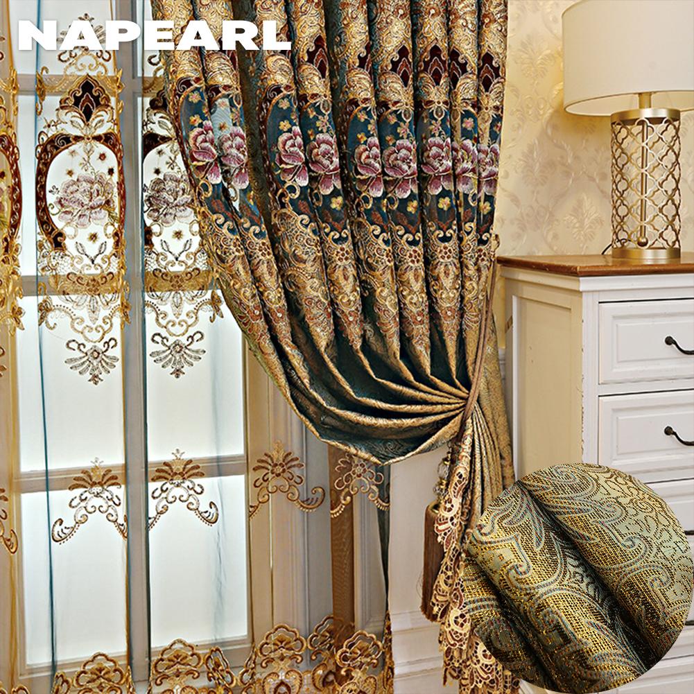 1 шт. NAPEARL модные элитные дворцовые шторы с вышивкой и оконные ширмы для гостиной, спальни, домашний декор Tulle-100x200cm золотой