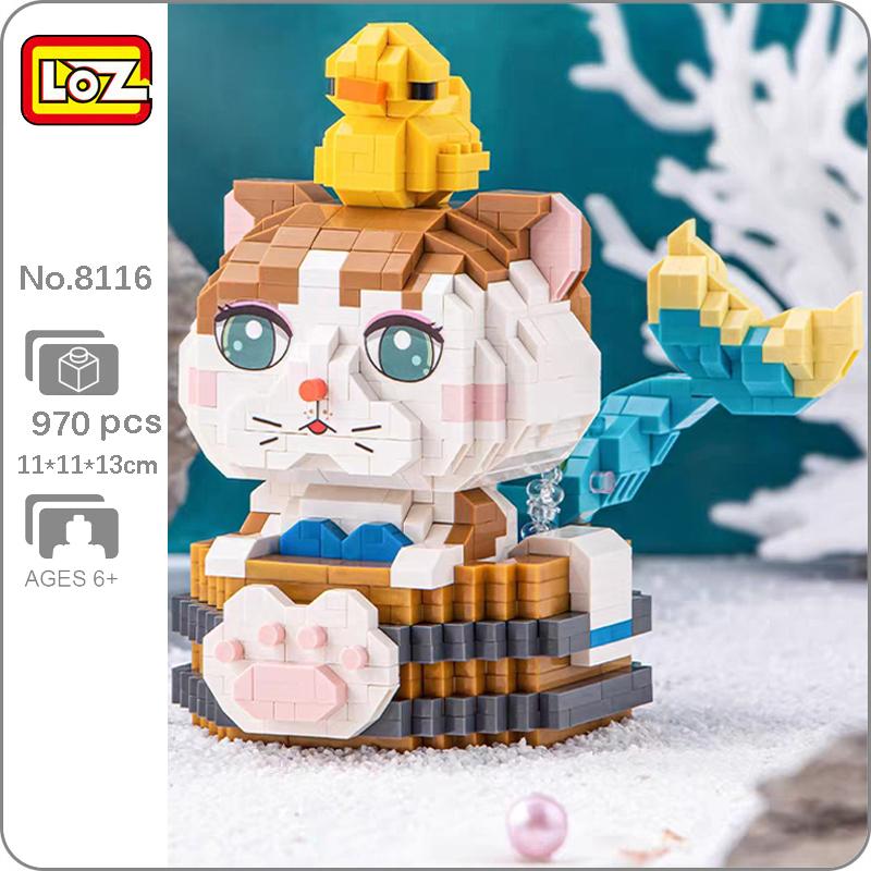 LOZ 8116 Русалка, кошка, принцесса, горячий источник, ванна, утка, домашнее животное, кукла, мини-бриллианты, кирпичи, строительная игрушка для детей, без коробки