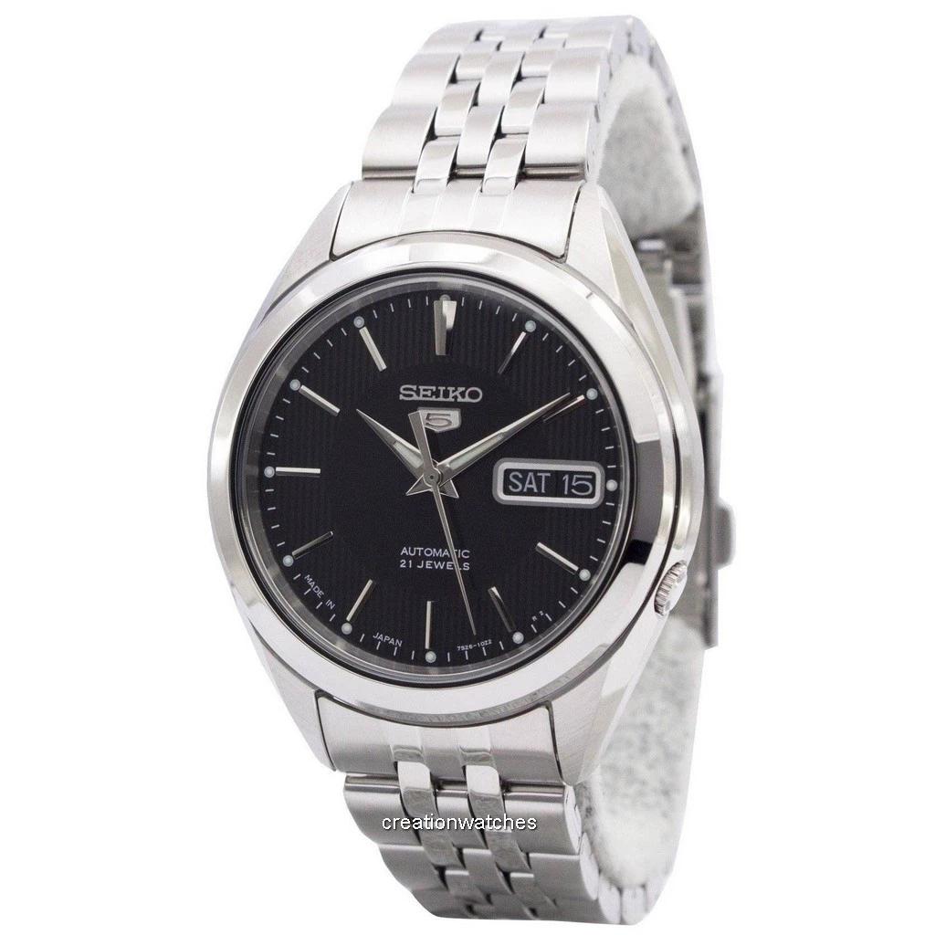 Seiko 5 Automatic 21 Jewels Japan Made SNKL23 SNKL23J1 SNKL23J Мужские часы чёрный