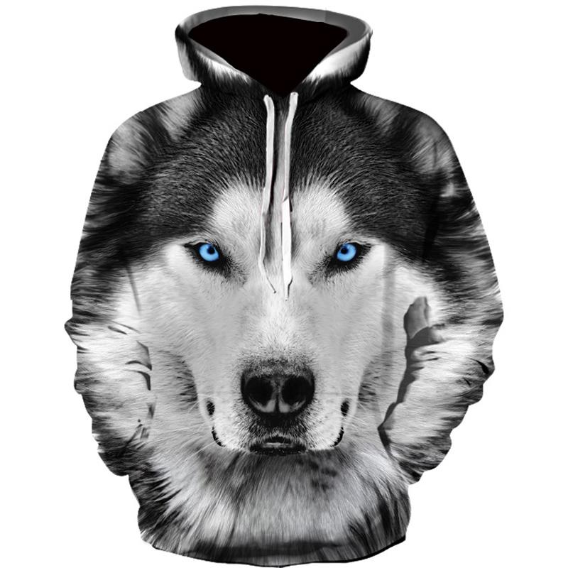 Весна и осень мужская толстовка с капюшоном Junior Wolf модная 3D-печать волка свободная уличная одежда 2024 года смешная уличная толстовка с изображением животных в стиле хип-хоп S