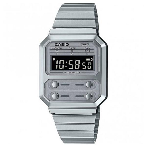 CASIO Casio A100WE-7B Винтажные металлические электронные часы в стиле ретро