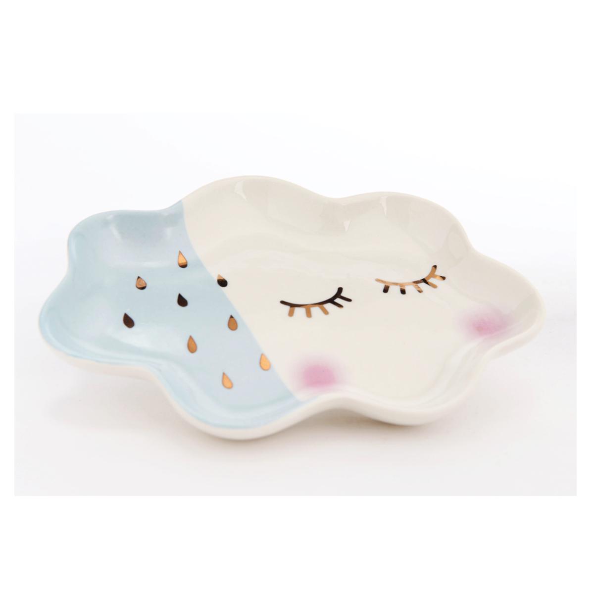 Les Trésors De Lily [Q9629] - Керамический поднос  Cloud  сине-золотой белый - 17x12. 5см синий