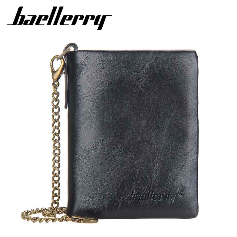 Baellerry из искусственной кожи, мужские короткие кошельки, винтажный дизайн, держатель для карт, кошелек на молнии, тройной кошелек 12cm*10cm*2.5cm хаки