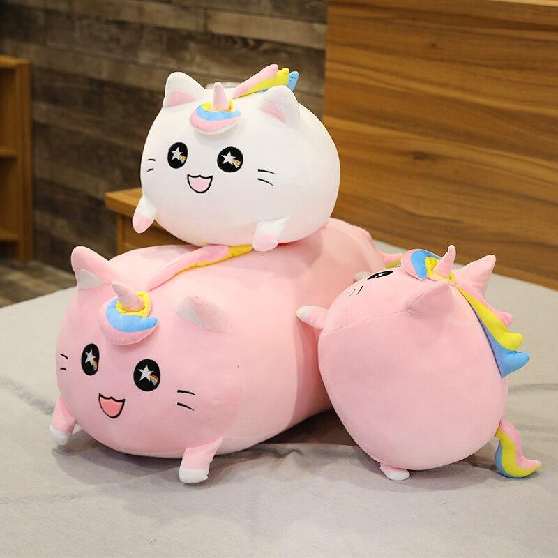 35/65 см милый единорог кошка плюшевая игрушка Kawaii Единорог грелка для рук подушка мягкая кукла мягкая диванная подушка для детей подарок для девочек 35cm розовый