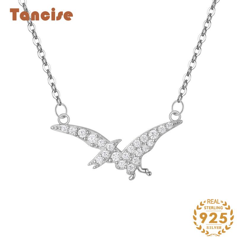 Tancise S925 стерлингового серебра ожерелье Женское трансграничное модное полное птерозавр кулон шея цепочка Ins Животное Ключица Цепочка серебряный