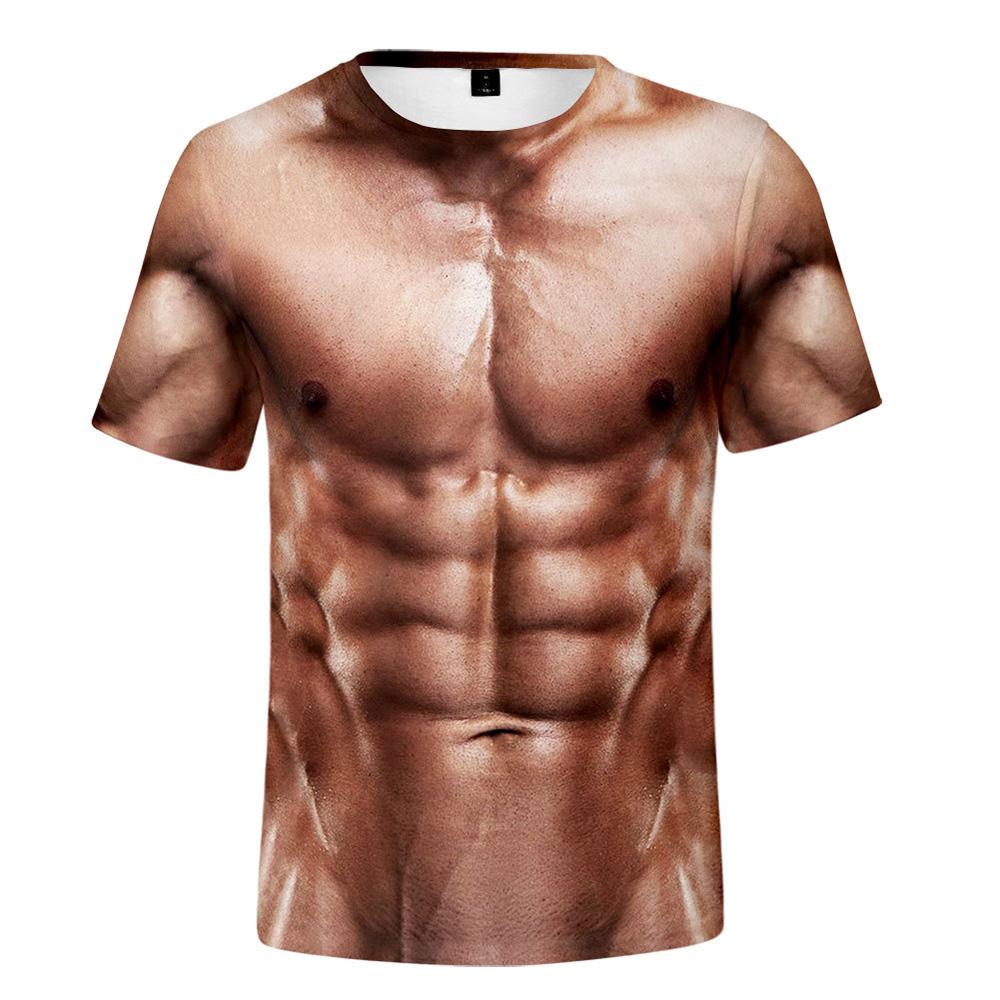 Футболка с 3D принтом Muscle Body, мужская летняя футболка, одежда, модные уличные футболки, модные топы с короткими рукавами и забавным телесным узором L