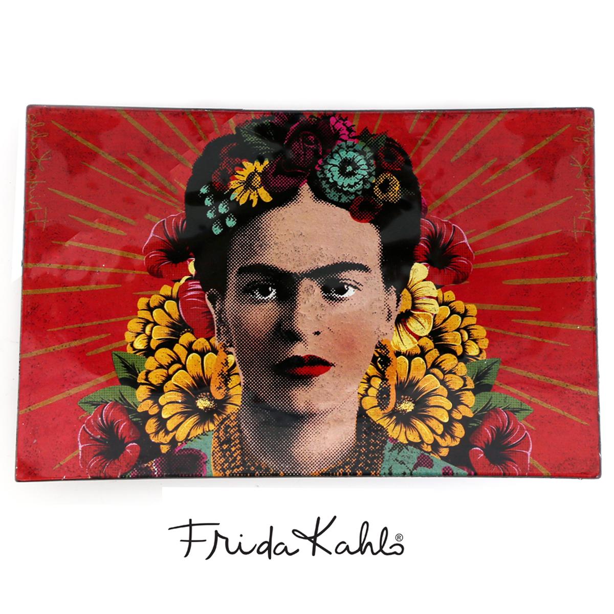 Frida Kahlo [Q9974] - Пустая стеклянная карманная тарелка  Frida Kahlo  красная - 23x15x3 см красный