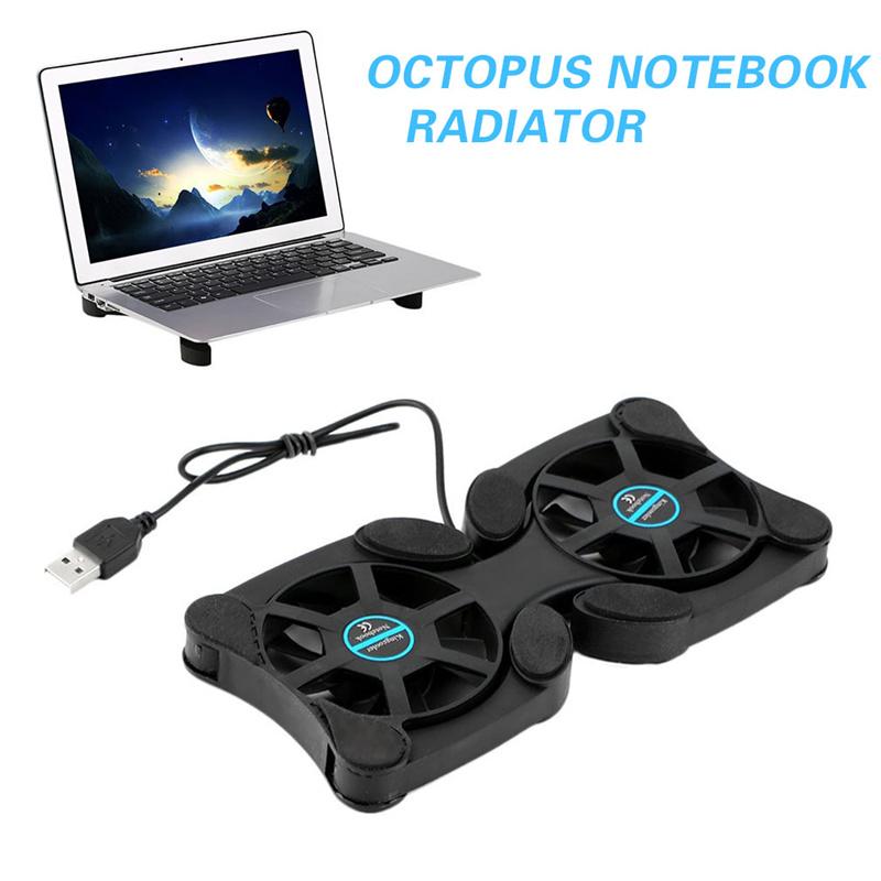  1 шт. ноутбук Mini Octopus с USB-охлаждением для ноутбука 2 вентилятора охлаждающая подставка складной вентилятор 7–15 дюймов