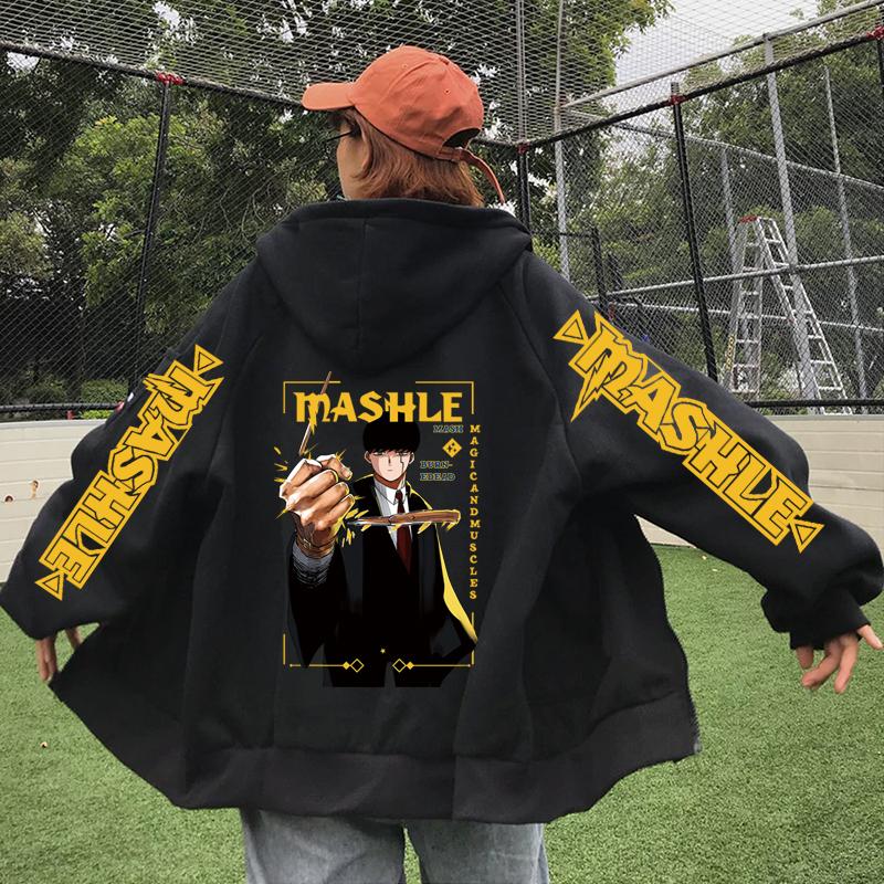 Машле: Magic And Muscles Anime Mash Burnedead Print Zipper Hoodie Men Women Casual Hoodies Long Sleeve Unisex Zipper Jacket XS чёрный
