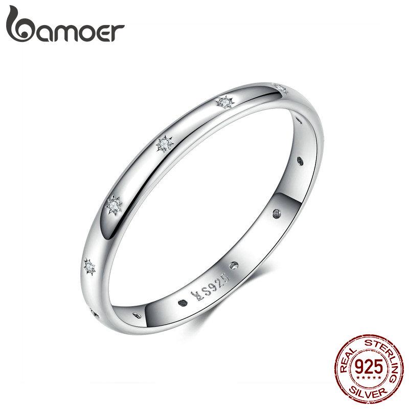 Женское кольцо BAMOER из стерлингового серебра 925 пробы со звездой любви, драгоценное ювелирное изделие, подарок 6