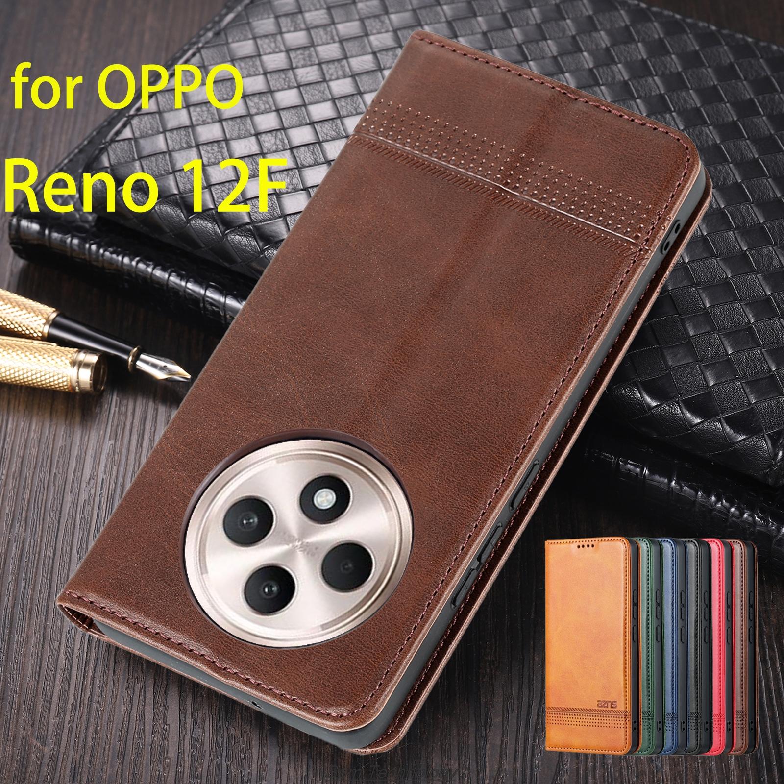 Чехлы-бумажники  Joom Магнитный адсорбционный кожаный чехол для OPPO Reno12 F FS / Reno 12F 12Fs 4G 5G Flip Cover Защитный чехол Capa Fundas Coque Reno12 FS&Only Case