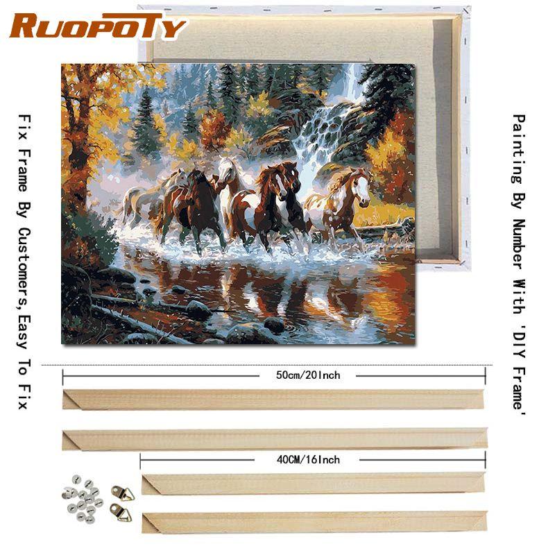 Ruopoty с DIY рамкой Животные DIY картина по номерам настенная художественная картина уникальный подарок ручная роспись маслом для домашнего декора 40x50 см