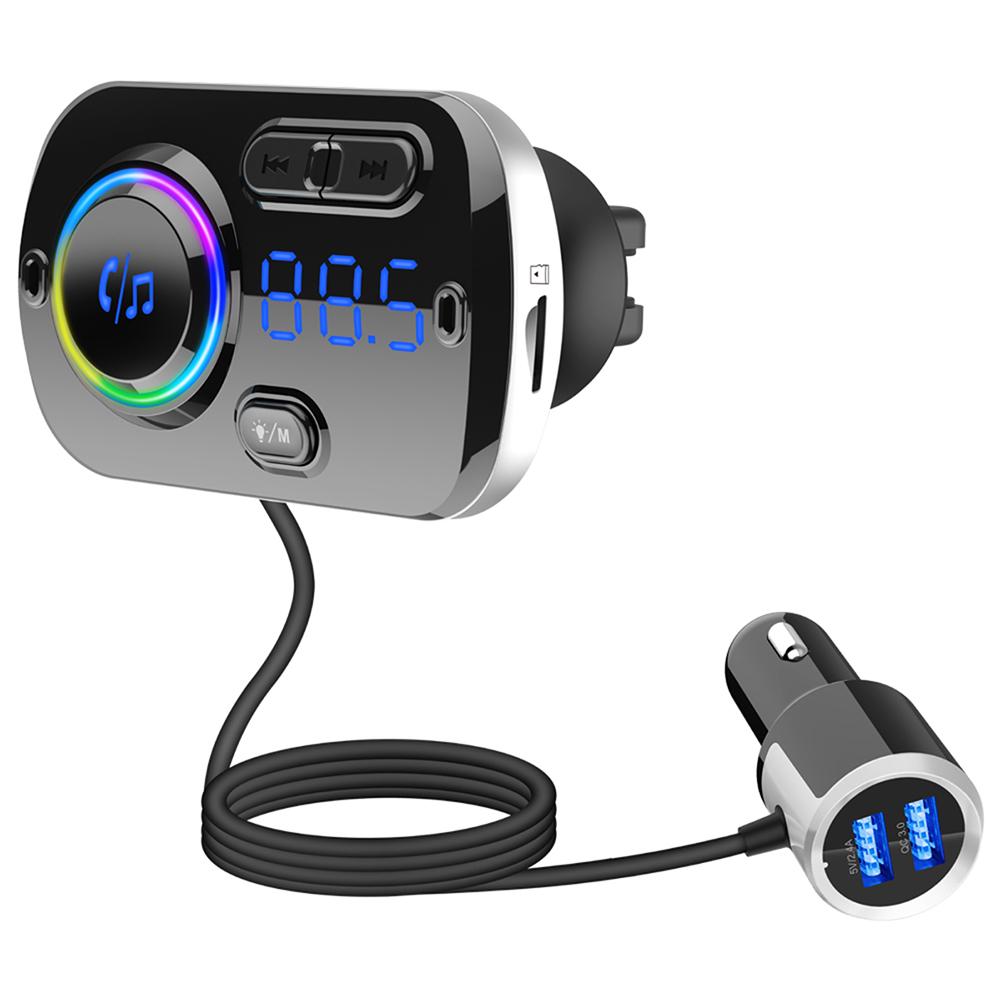 Автомобильное зарядное устройство Bluetooth с двумя USB-портами, FM-передатчик, громкая связь, MP3-аудиоплеер, автомобильная электроника чёрный