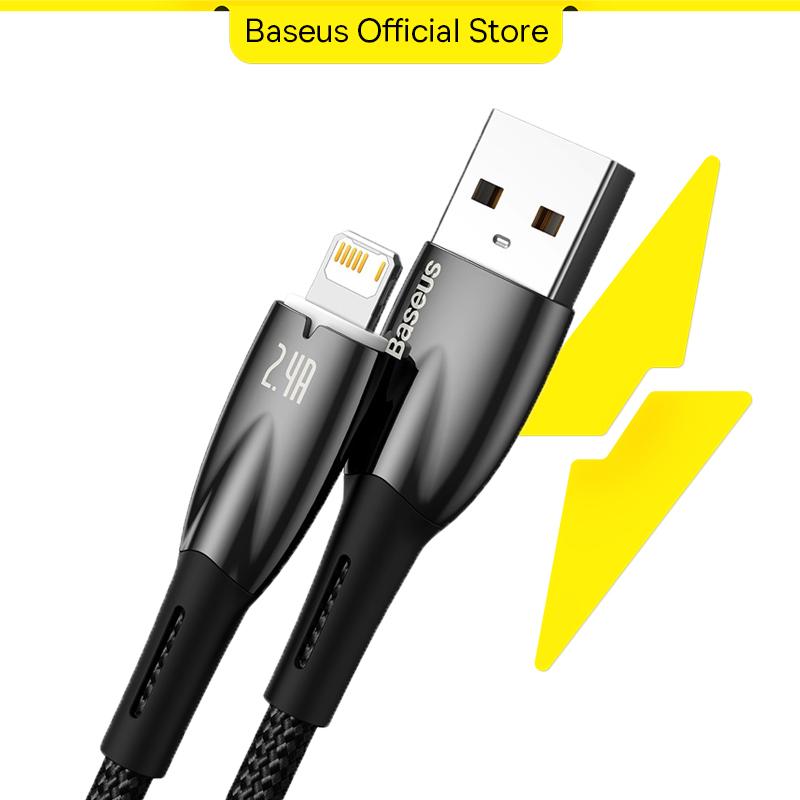 Кабель для быстрой зарядки данных серии Baseus Glimmer USB — iP 2.4A 2m чёрный