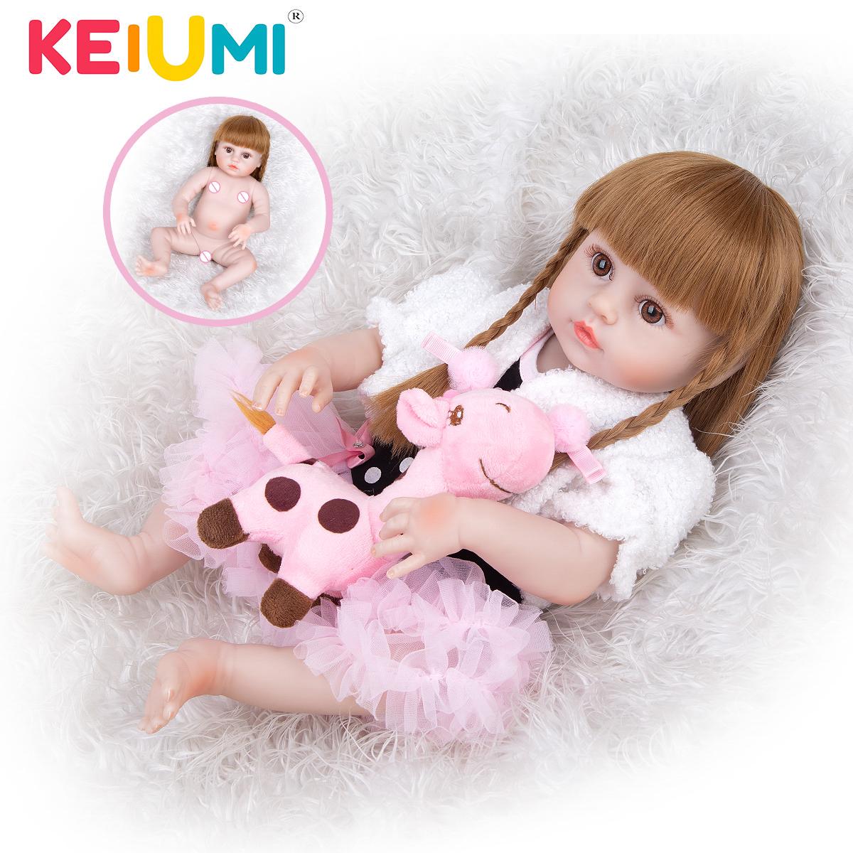 Оригинальные KEIUMI 19 дюймов, полностью силиконовые куклы Reborn, сделай сам, прическа, Bebe, кукла для девочек, игрушки, подарок для ребенка на день рождения XAMS 48cm