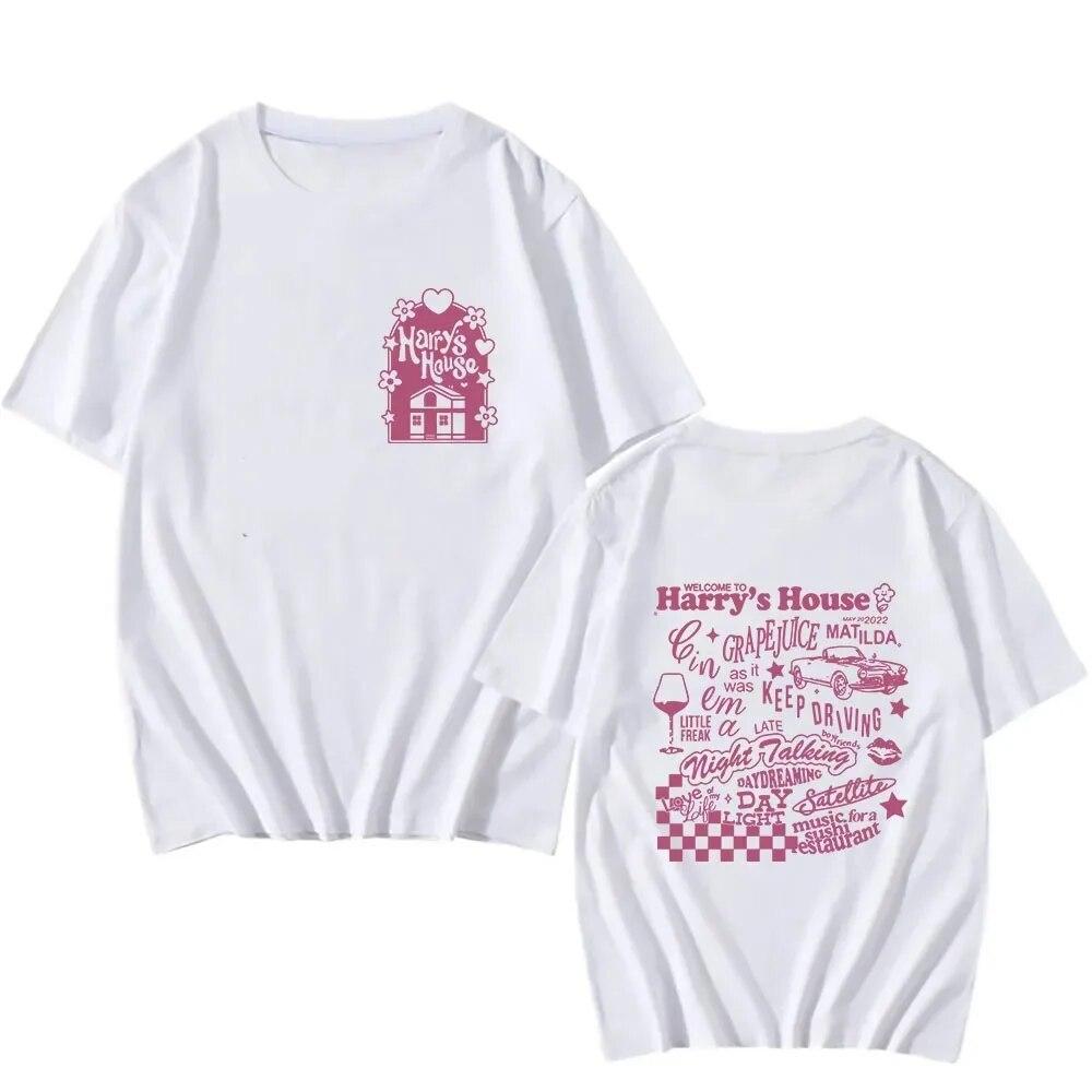 Женские футболки унисекс с принтом Harrys House Love on Tour, футболка из 100% хлопка, милые топы в стиле комиксов, эстетичная одежда, унисекс с короткими рукавами L