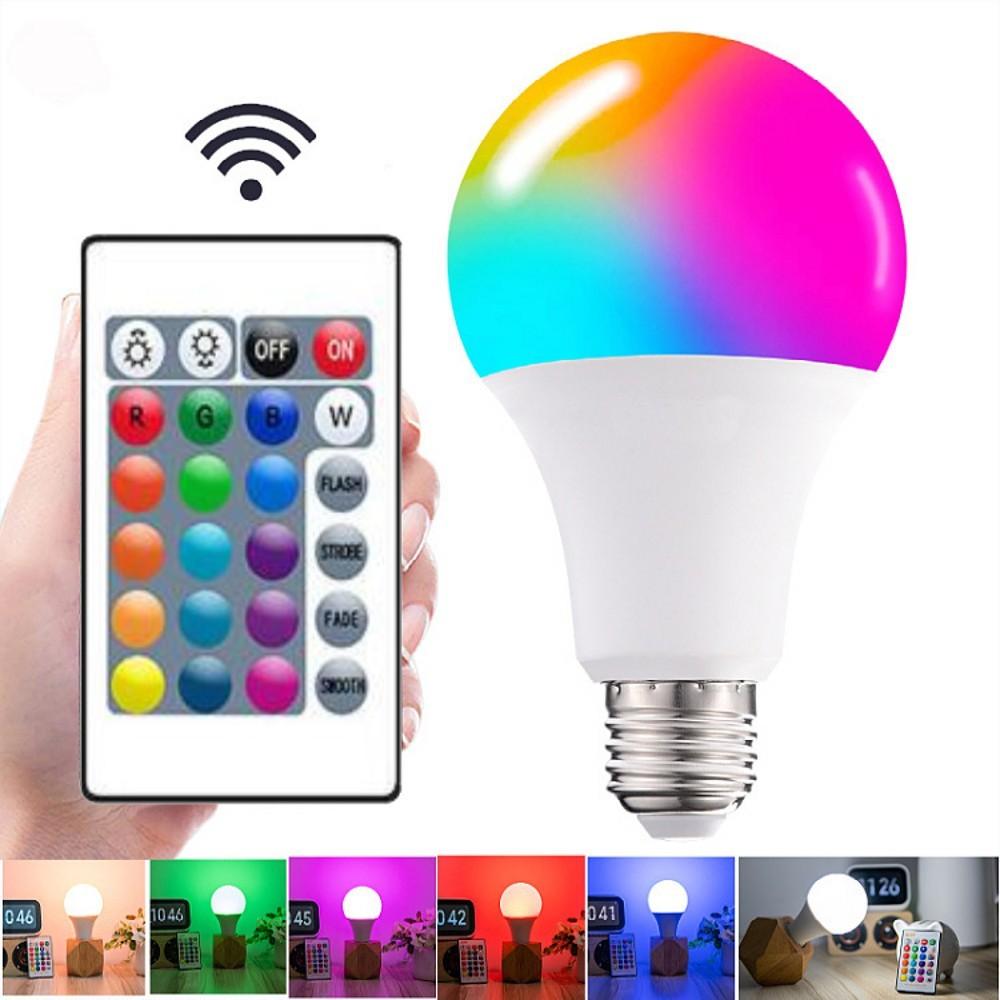 220 В 110 В E27 Светодиодная лампа RGB 20 Вт 15 Вт 10 Вт 5 Вт Светодиодная лампа RGBWW Сменная красочная светодиодная лампа RGBW с ИК-пультом дистанционного управления E27(AC85-265V)