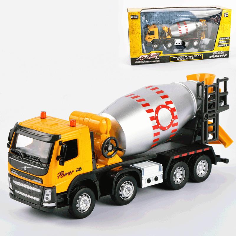 1/50 масштаб бетономешалка грузовик игрушечный грузовик инженерный автомобиль миниатюрный автомобиль литье под давлением металлическая модель звук свет коллекция подарок мальчику 1/50-Size:17.5*7.5*5cm жёлтый