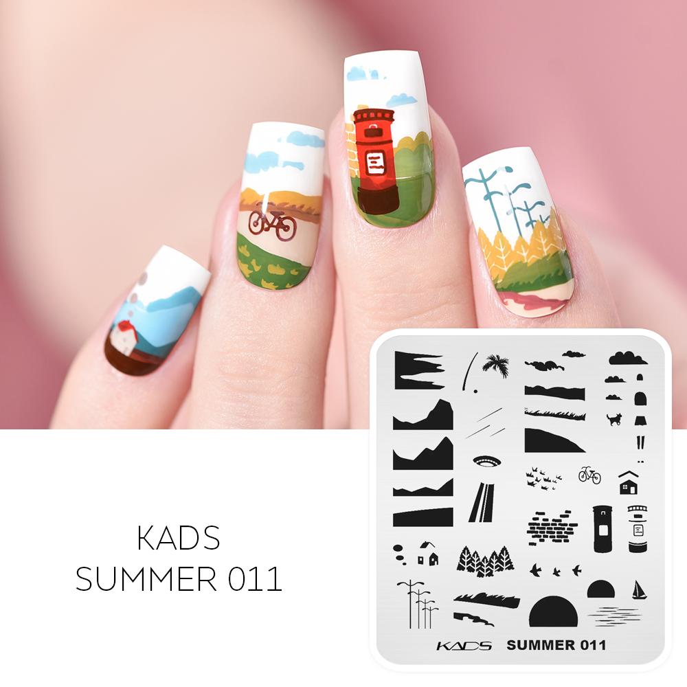 KADS Nail Art Штамп Тарелка Лето 011 Street View Дизайн Штамповка Шаблон Гвоздь Трафарет Штамп Инструмент