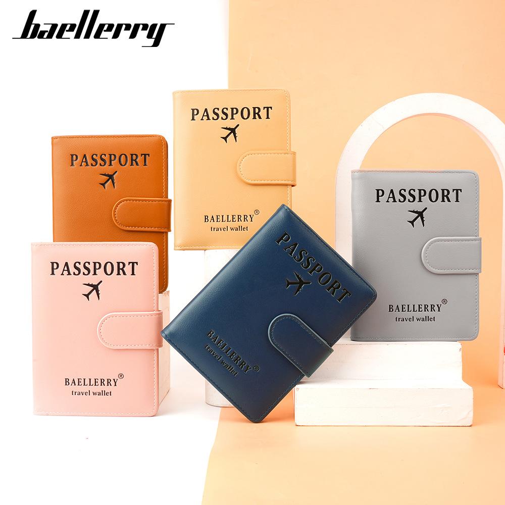 Baellerry Мужской и женский короткий кошелек из искусственной кожи, держатель для карт RFID, антимагнитный держатель для паспорта, простой кошелек с застежкой-кнопкой синий