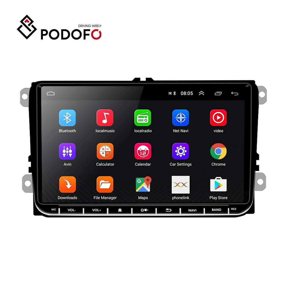 Авторадио Podofo для PASSAT/Golf/Polo 8.1 Android Автомобильное радио 9-дюймовый Volkswagen WIFI GPS-навигатор MirrorLink Автомобильный видеорегистратор FM Bluetooth Автомобильный Hi-Fi-плеер чёрный