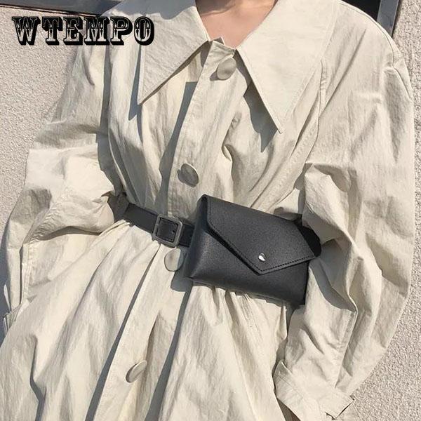 Сумки на пояс WTEMPO женская поясная сумка, простая перфорированная поясная сумка, сумки на цепочке для телефона, повседневная женская сумка, женский черный кошелек 17*10*1.8cm чёрный