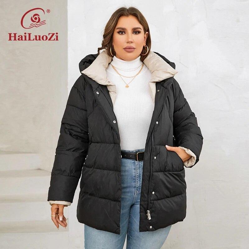 HaiLuoZi 2023 новые женские зимние куртки больших размеров короткие теплые женские верхняя одежда на молнии стеганое стильное пальто женское 1170 1XL серый