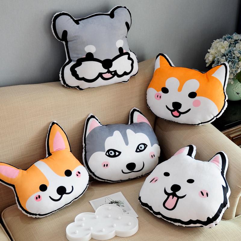 1pc Cartoon Dog Plush Pillow Stuffed Soft Animal Plush Toys Dolls Kids Children Cushion Creative Car белый