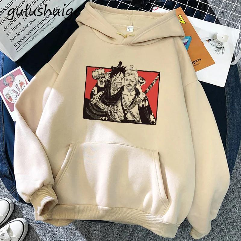 Толстовка с капюшоном Manga One Piece Gear 5 Roronoa Zoro Women Funny Cartoon Luffy Sweatshirts Ullzang Japanese Anime 90s Graphic Sweatshirt S