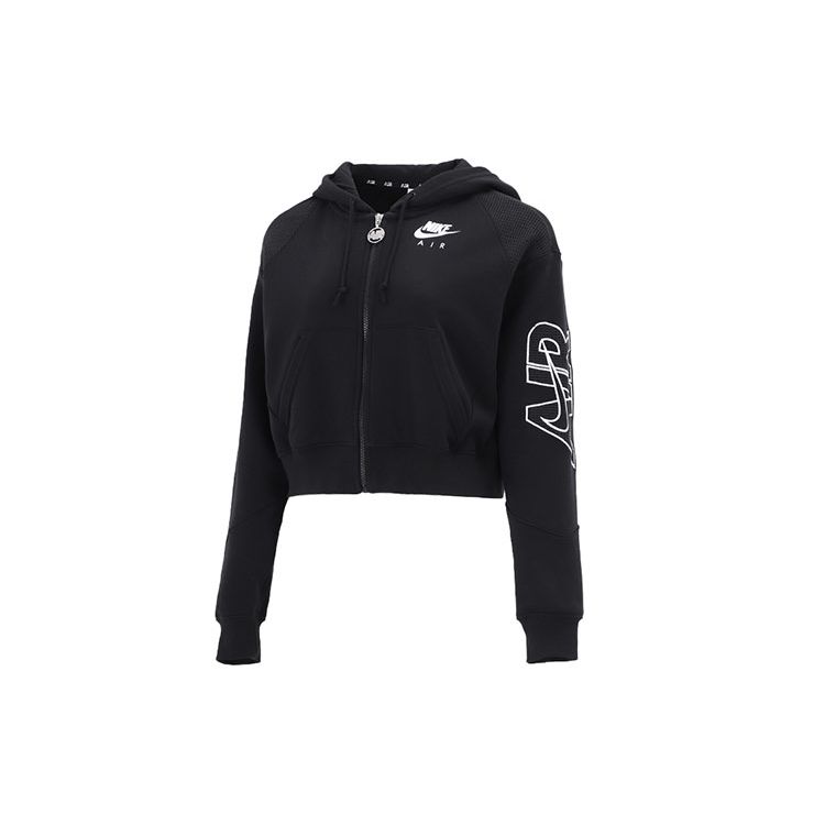 Nike Casual Sports Укороченная вязаная куртка с капюшоном Женская верхняя одежда Черный DM6064-010 L