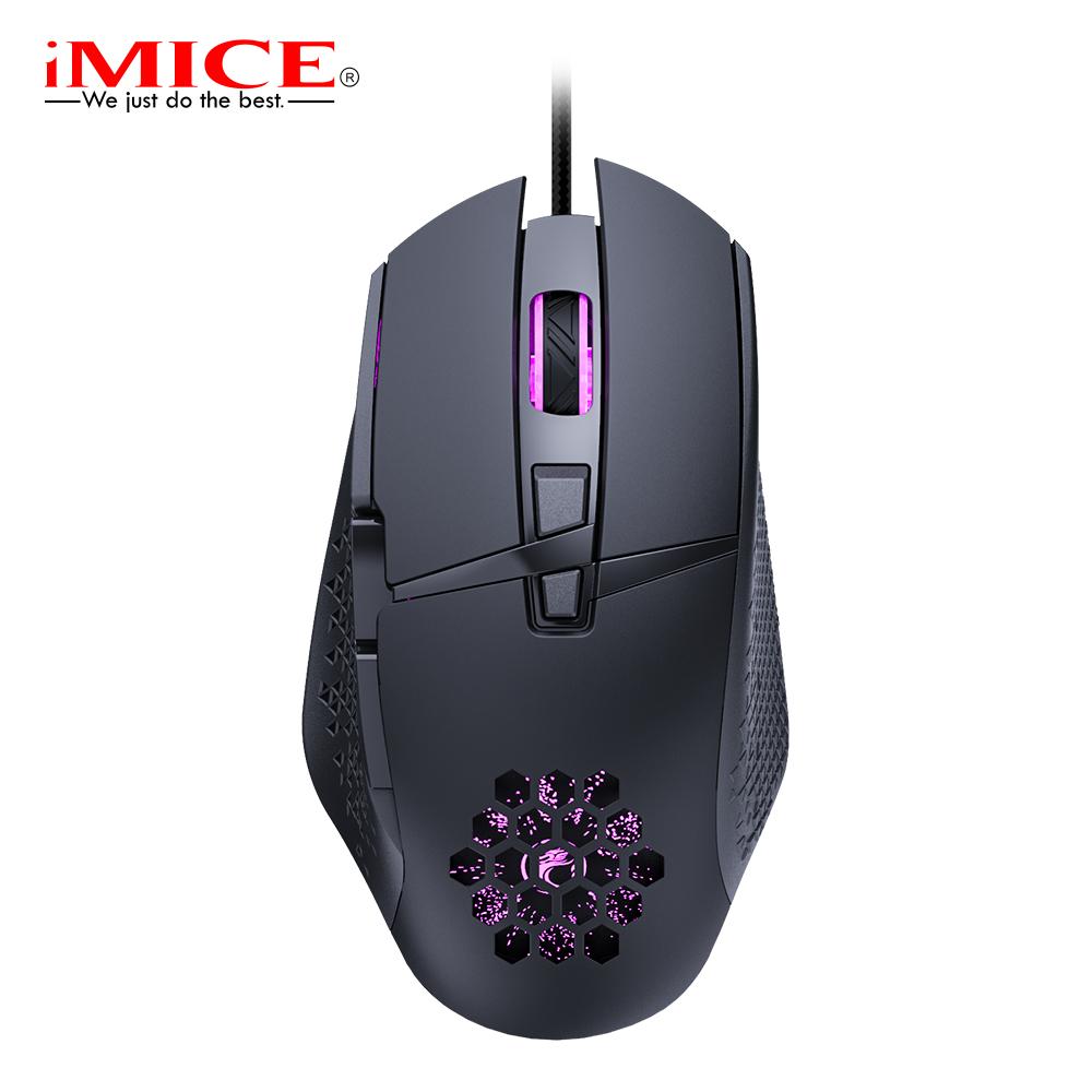   Joom IMICE T90 новая проводная мышь, полая игровая мышь, 8 клавиш, светящаяся, 7200 точек на дюйм, игровая проводная мышь для ПК, компьютера, планшета, ноутбука чёрный