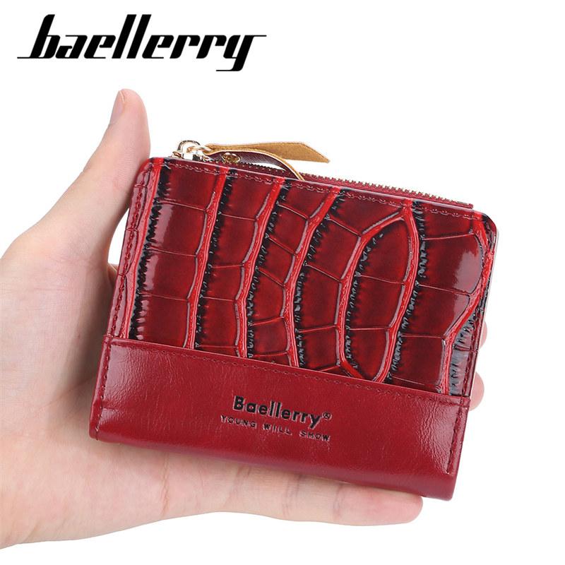 Baellerry женские модные держатели для карт короткие кошельки с крокодиловым узором двойной кошелек на молнии кошелек для монет 11.5*9.5*2cm красный