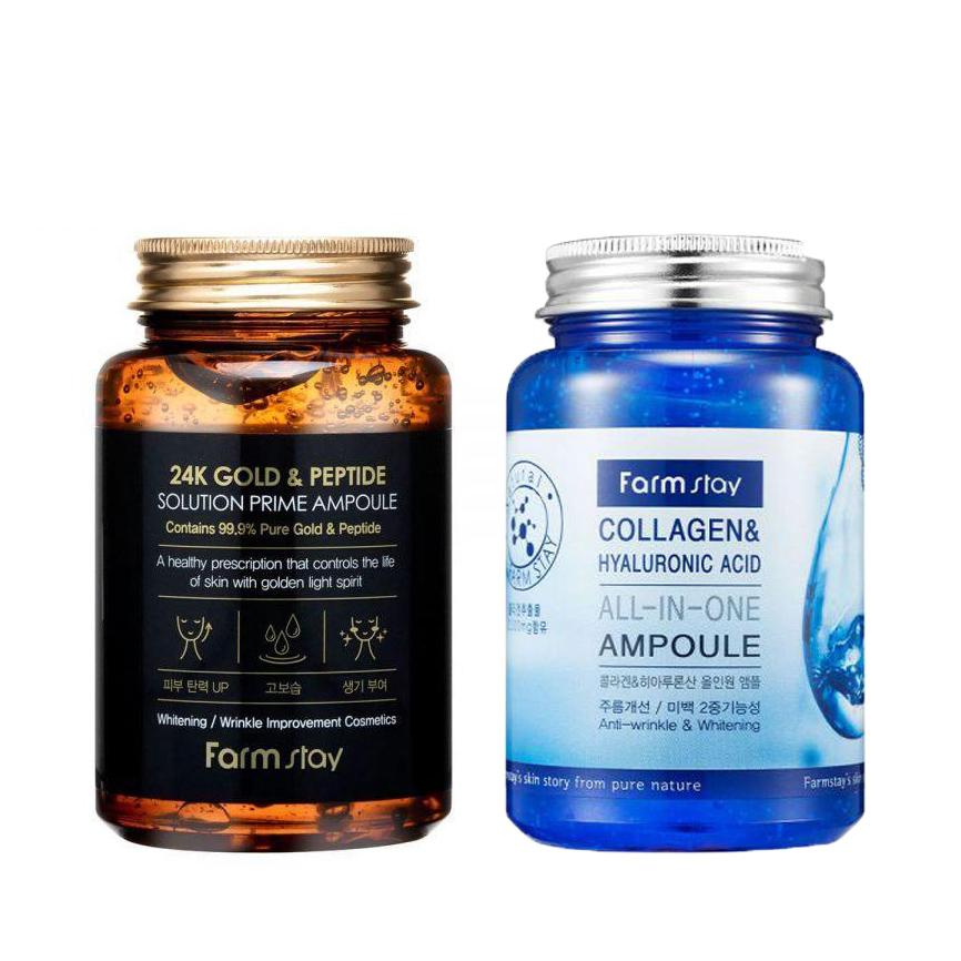 [Farm Stay] Набор ампул 250 мл Hyaluronic&2 4K Gold