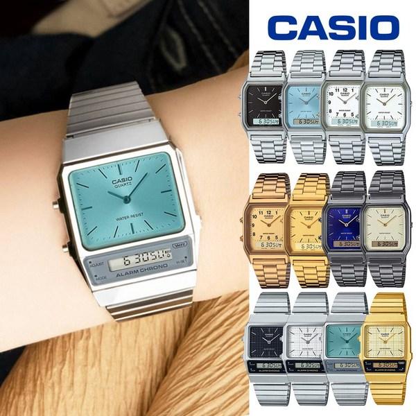 Casio Квадратные квадратные винтажные ретро металлические часы AQ-230 AQ-800 мужские и женские пары студенческие обычные металлические электронные часы G-Cosmo
