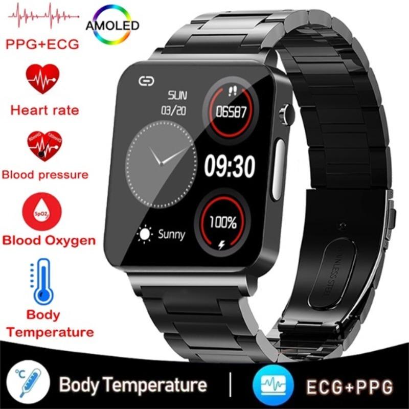 SACOSDING Hygieia-002s Pro-C Артериальное давление ЭКГ + PPG Смарт-часы для мужчин Сердечный ритм Кислород в крови Здоровье Температура тела Смарт-часы для женщин чёрный