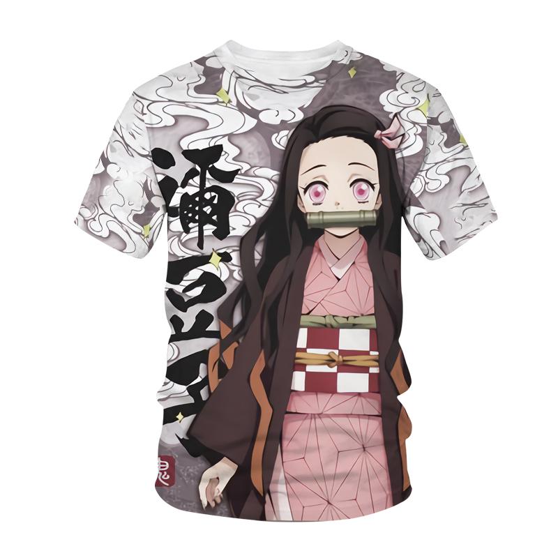 Детская футболка Demon Slayer Kimetsu No Yaiba с 3D принтом, уличная одежда, детская футболка, модные аниме, футболки в стиле Харадзюку, топы в стиле хип-хоп, футболка для мальчиков 160