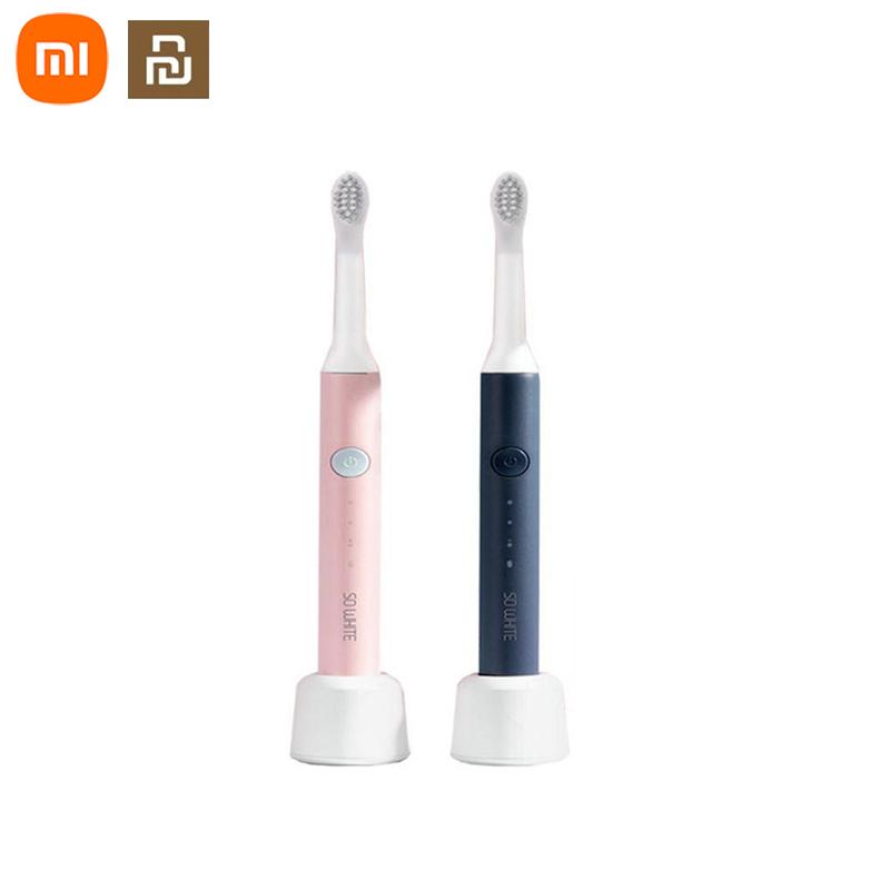 Новая ультразвуковая электрическая зубная щетка Xiaomi PinJing, вибрирующая зубная щетка, волновое отбеливание, очиститель зубов розовый