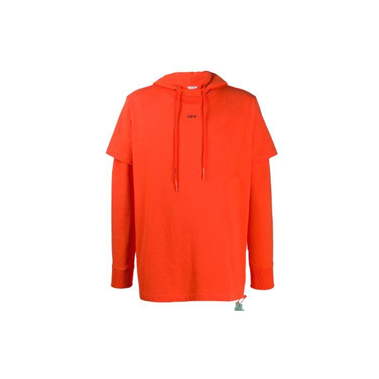 Off-White FW20 двухслойная толстовка с логотипом и эффектом краски, мужская толстовка оранжево-красного цвета OMBB051E20FLE0012010 XS