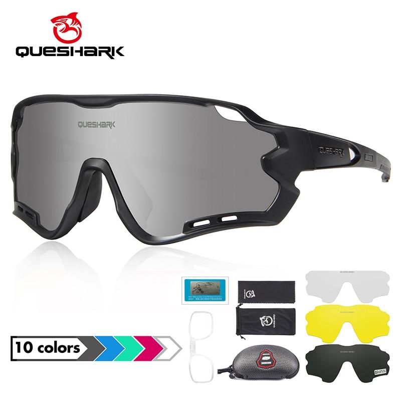 Queshark UV400 поляризационные велосипедные солнцезащитные очки ночного видения, очки для горного велосипеда, велосипедные очки, 4 линзы QE44 синий