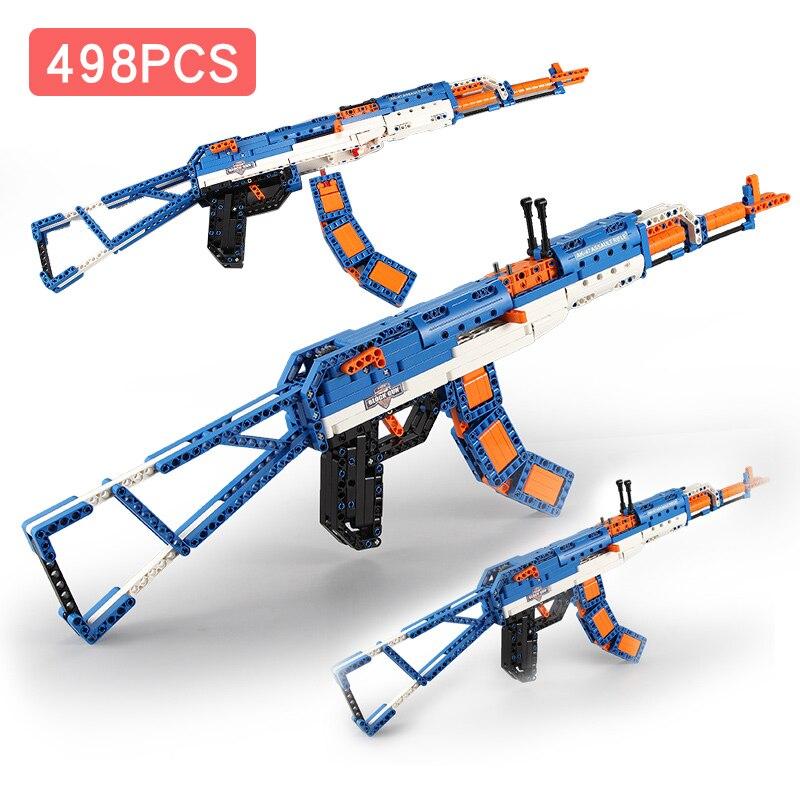 583 шт. Город SWAT Technic Guns Модель Строительные блоки кирпичи Военное оружие WW2 AK-47 M1 пистолет игрушки для детей подарок для детей