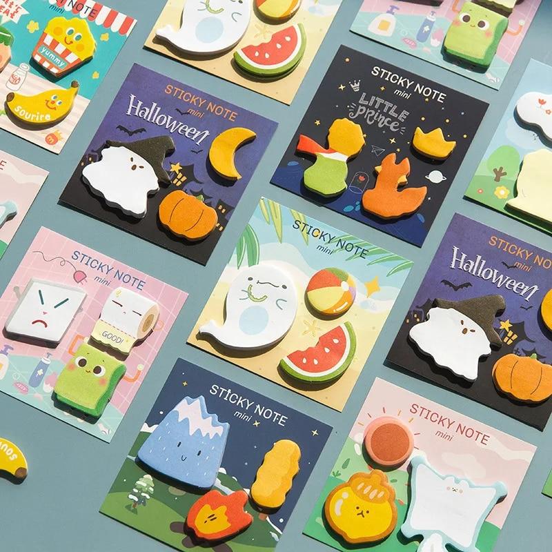1 шт., милый клейкий мультфильм Kawaii, блокнот в сборе, блокнот, офисные школьные принадлежности, канцелярские принадлежности, наклейка