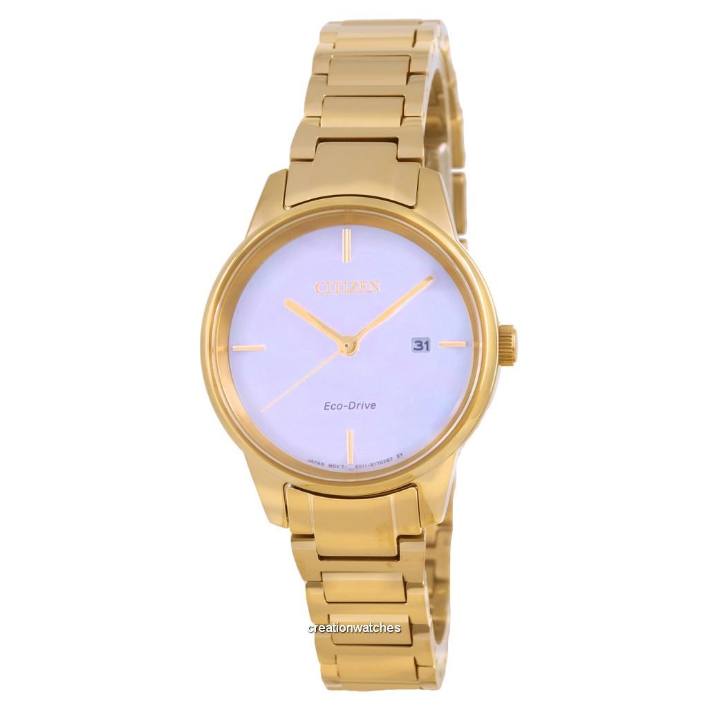Брендовые часы  Joom Женские часы Citizen Classic Contemporary Mother Of Peral Dial Eco-Drive EW2593-87Y серебряный