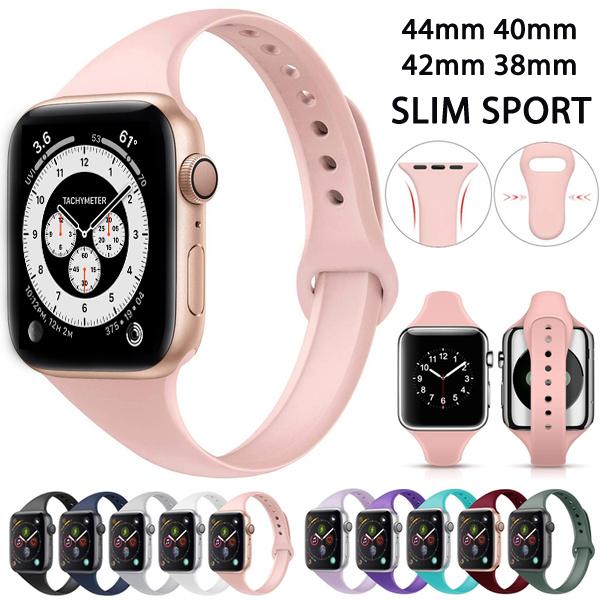 Тонкий ремешок для Apple Watch 6 SE, ремешок 40 мм/38 мм, 42 мм/44 мм, тонкий узкий силиконовый спортивный ремешок на запястье для женщин и девочек для iWatch Series 5/4/3/2/1 42/44mm