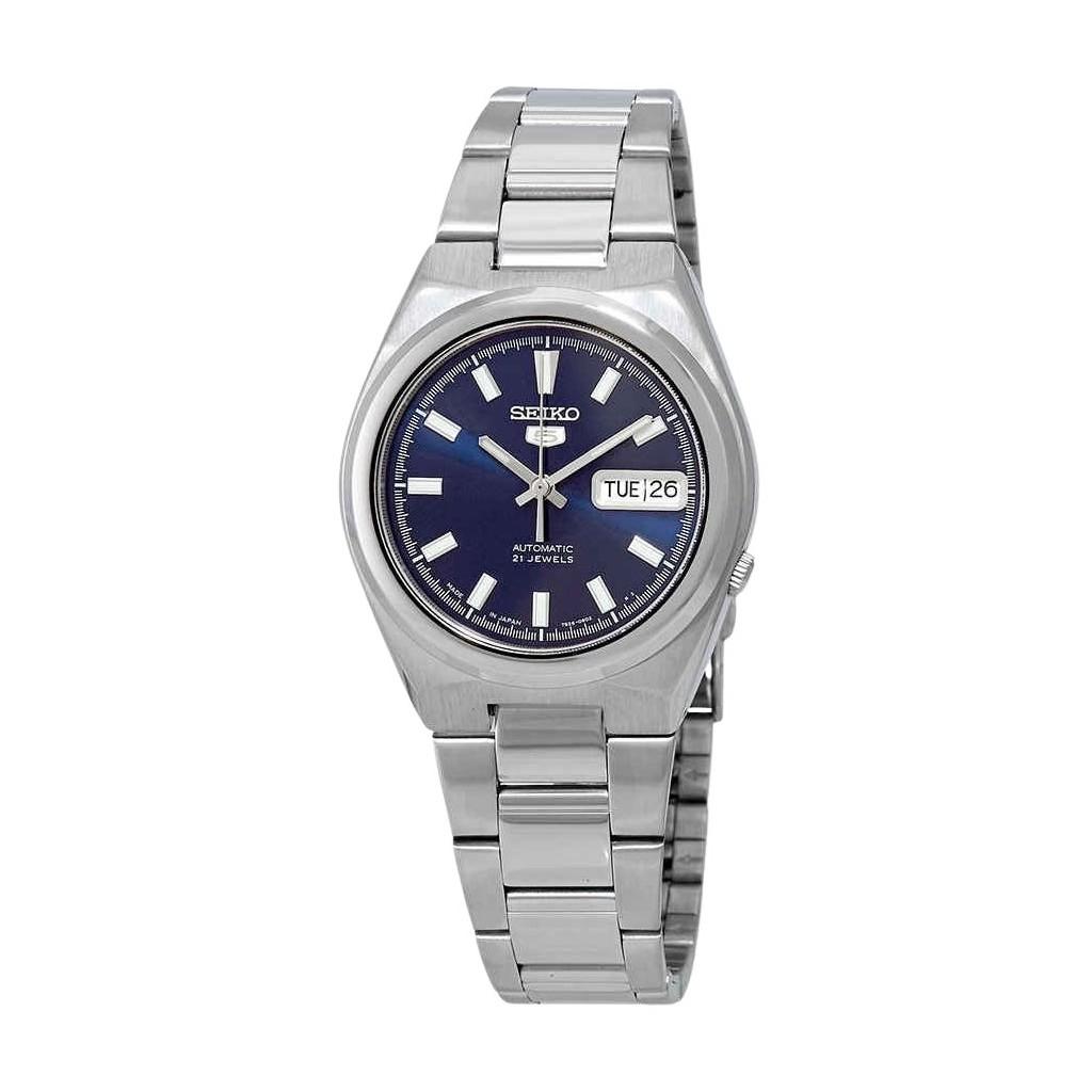 Брендовые часы  Joom Мужские часы Seiko 5 Date-Day из нержавеющей стали с синим циферблатом, 21 камень, автоматические SNKC51J1 синий
