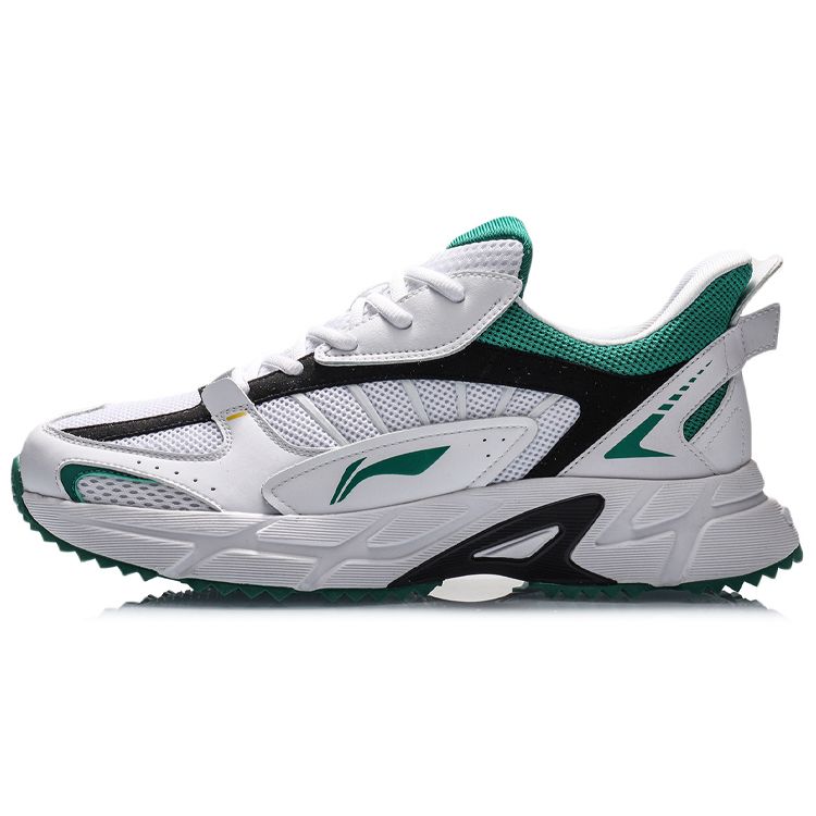 Li-Ning Кроссовки Spliced Shock Absorbing Non-Slip Low-Touch для бега Мужские кроссовки Белый Зеленый ARLQ009-2 39⅔