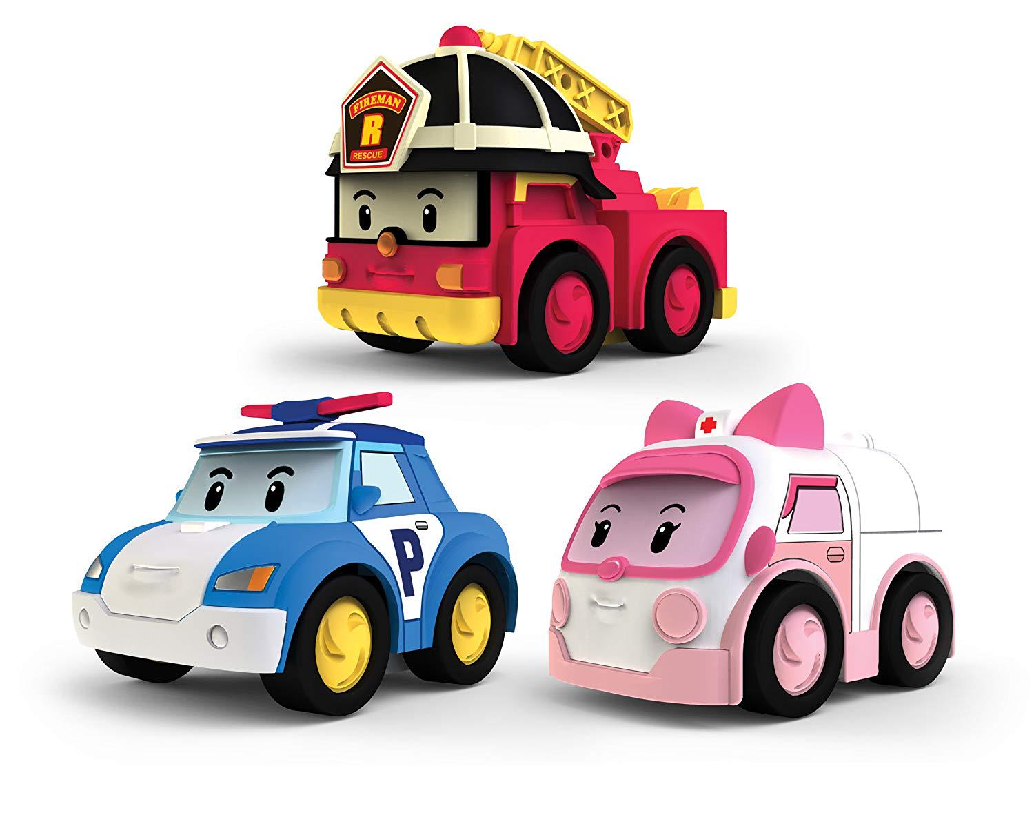 Корейское происхождение - Robocar Poli - 3 упаковки транспортных средств (Пэт, Эмбер, Рой) Трение 9 x 6 x 7