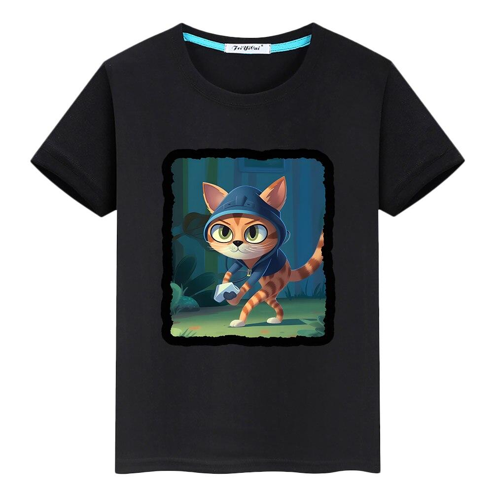 Детская новая милая футболка Super Kitties с короткими топами с принтом, одежда для мальчиков и девочек y2k, цельные хлопковые футболки с аниме, летняя детская одежда 100 белый